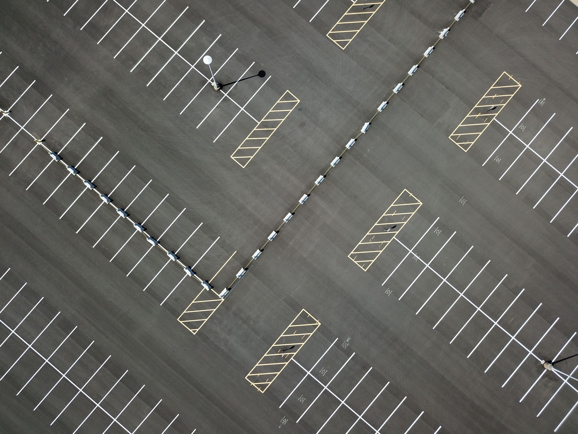 A view of a pavement striping job in Atlanta