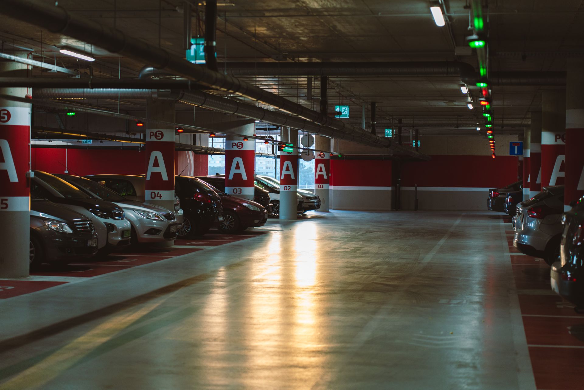 A parking lot in Atlanta with a new sealcoat